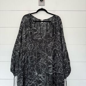 H&M Women’s Large Grey White Tiered Maxi Dress Patterned
